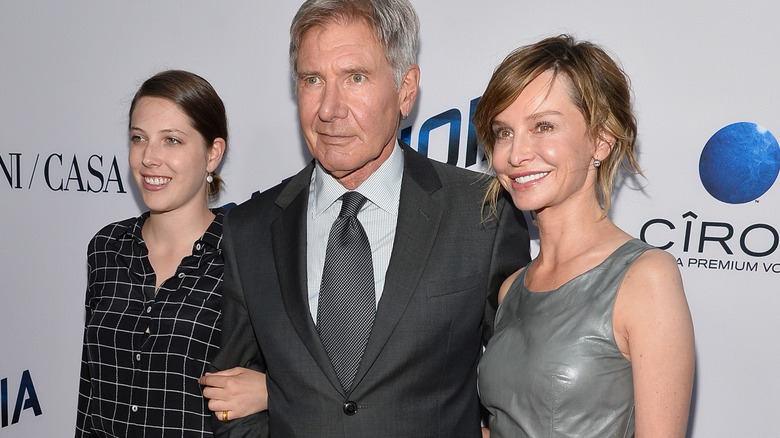 Georgia Ford, Harrison Ford, and Calista Flockhart posing together