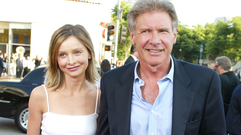 Calista Flockhart and Harrison Ford smiling