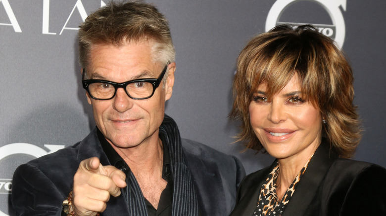 Harry Hamlin and Lisa Rinna pointing