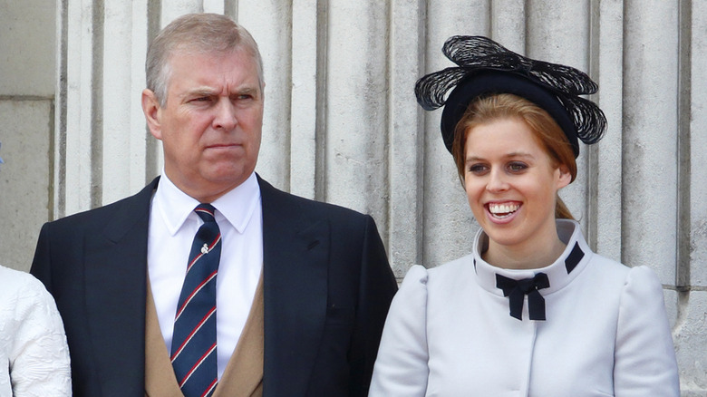 Prince Andrew and Princess Beatrice on the balcony