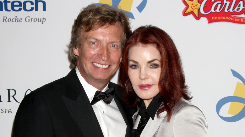 Priscilla Presley and Nigel Lythgoe posing