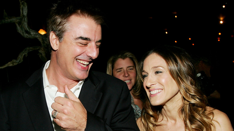 chris noth and sarah jessica parker laughing