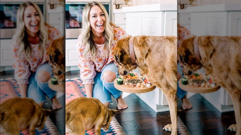 Haylie Duff posing with her dog