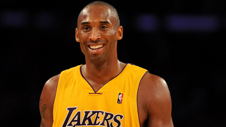 Kobe Bryant smiling on the court