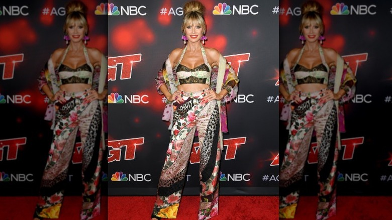 Heidi Klum wearing multi-print outfit