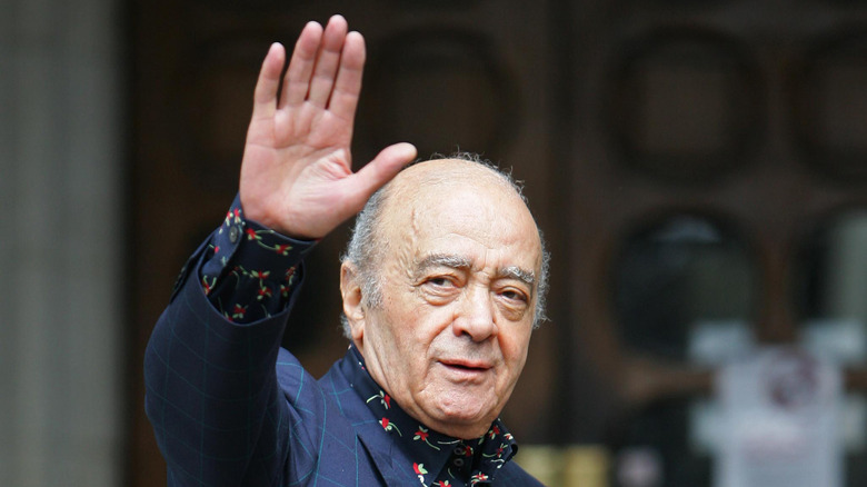 Mohamed Al-Fayed smiling waving