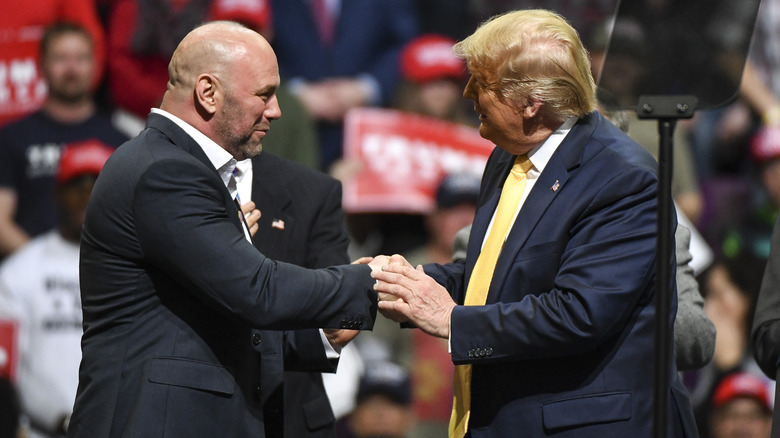 Dana White shaking hands with Donald Trump