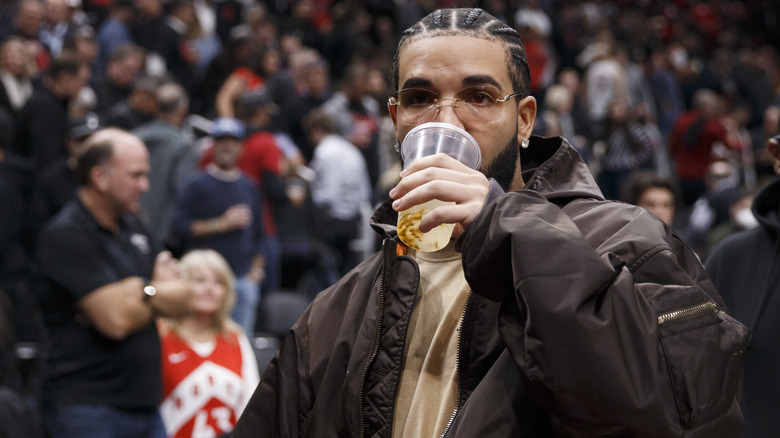 Drake with drink