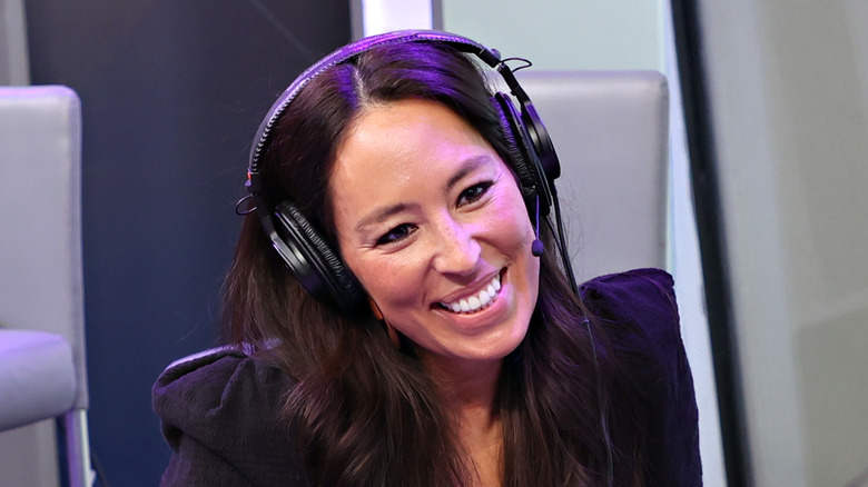 Joanna Gaines with headphones