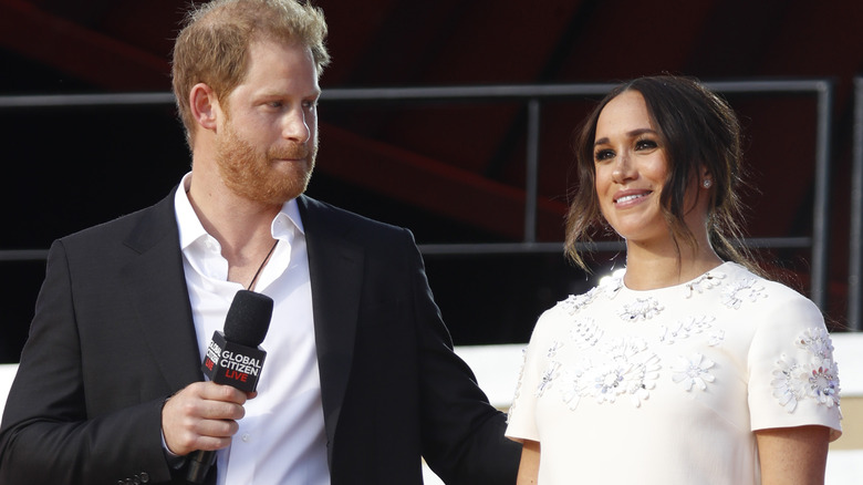 Prince Harry and Meghan Markle speaking