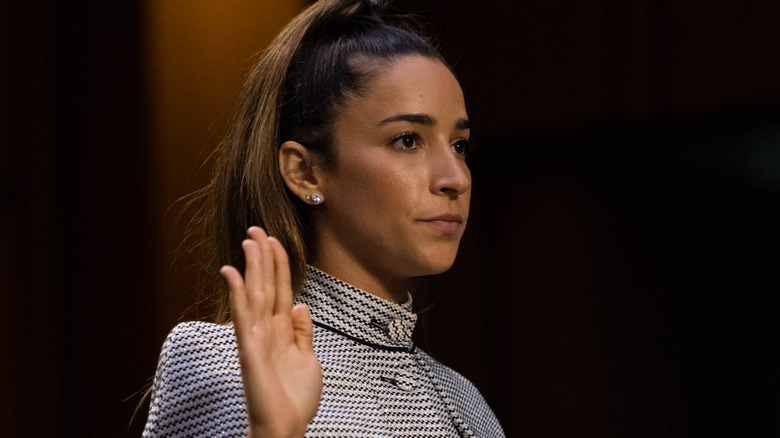 Aly Raisman testifying 