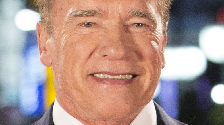 Arnold Schwarzenegger smiling relaxed lights