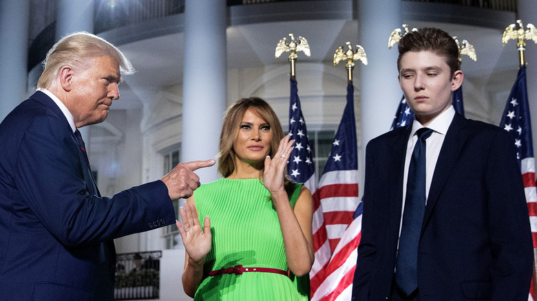 Donald, Melania, and Barron Trump