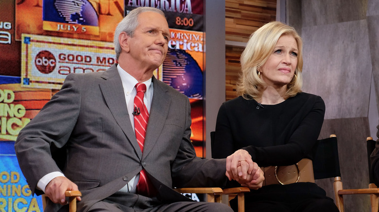 Charles Gibson (L) and Diane Sawyer celebrate 'Good Morning America's' 40th Anniversary 