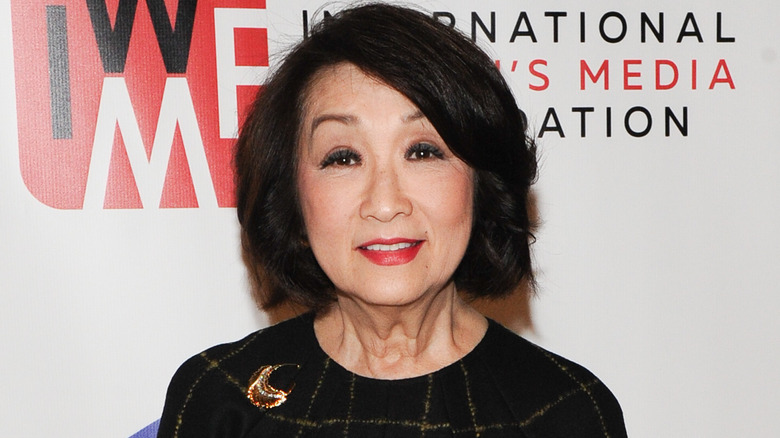 Connie Chung wearing a brooch