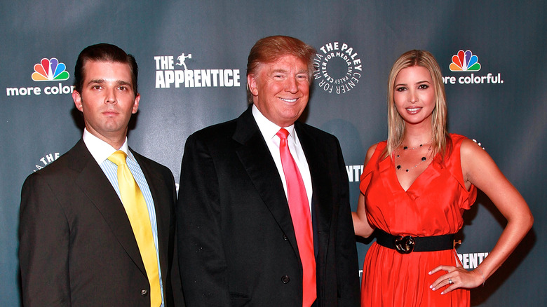 Donald Trump Jr, Donald Trump, and Ivanka Trump all posing together