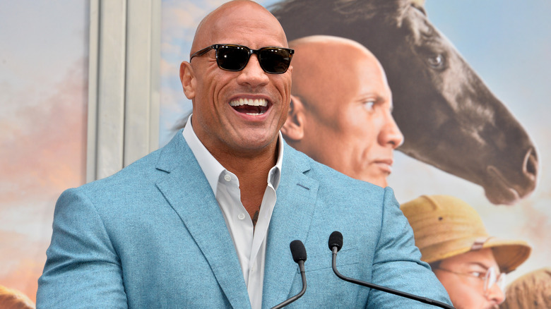 Dwayne Johnson speaks at Kevin Hart Hollywood handprint/footprint ceremony