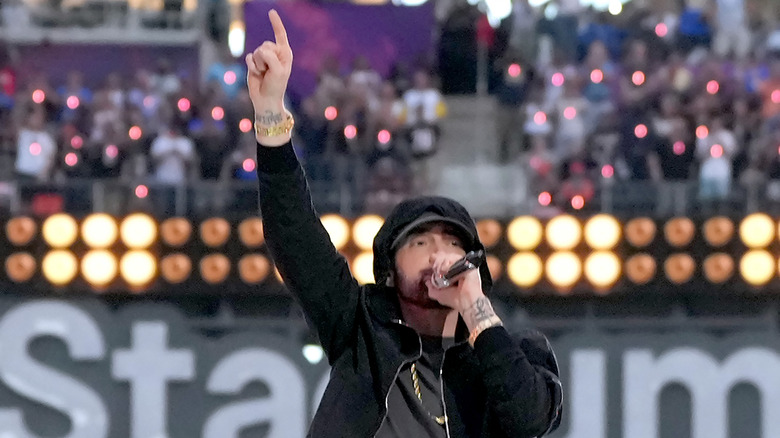 Eminem during the Super Bowl Halftime Show