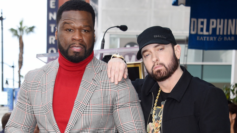 50 Cent and Eminem at the Hollywood Walk of Fame