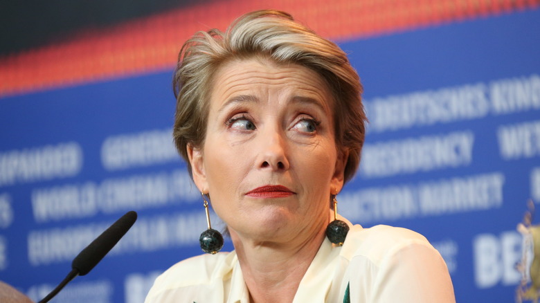 Emma Thompson with serious expression