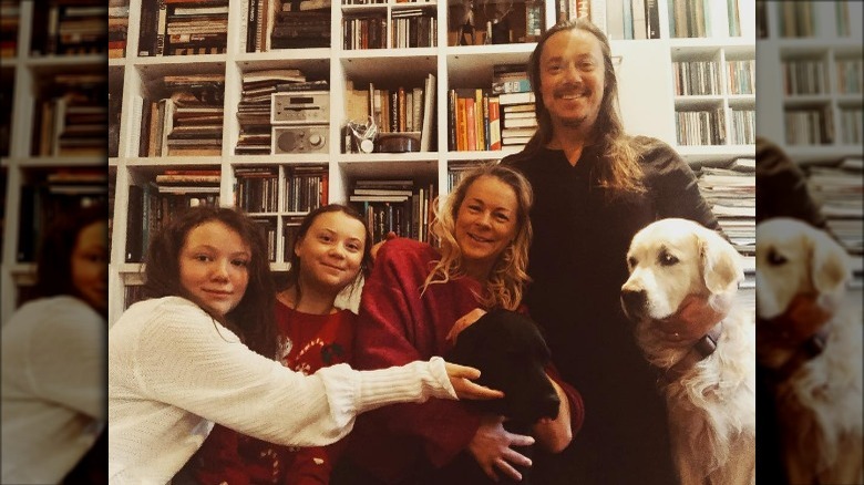 Greta Thunberg with her family