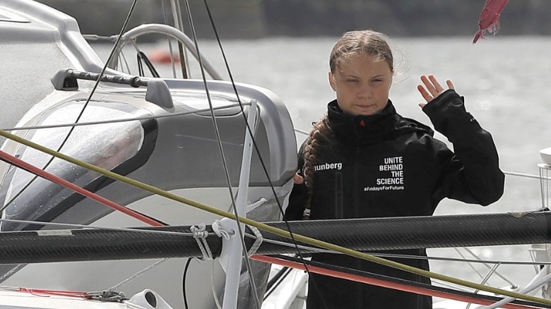 Greta Thunberg on a boat