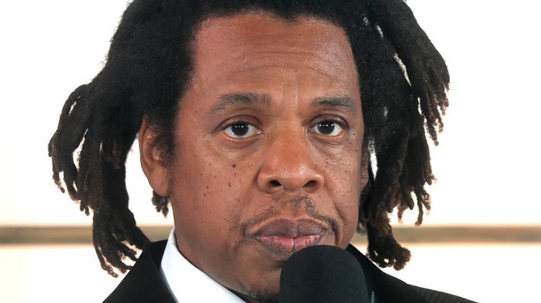 Jay-Z speaking at a festival