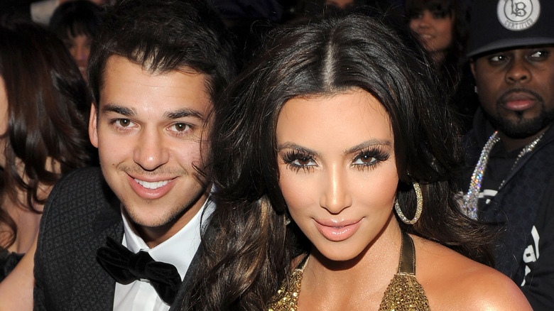 Kim and Rob Kardashian pose together