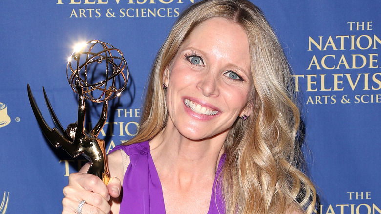 Lauralee Bell with an Emmy