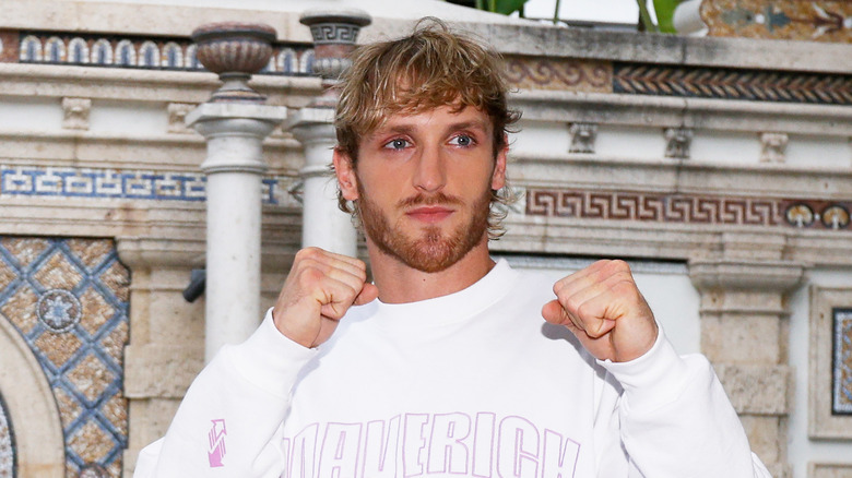 Logan Paul promoting his match against Floyd Mayweather