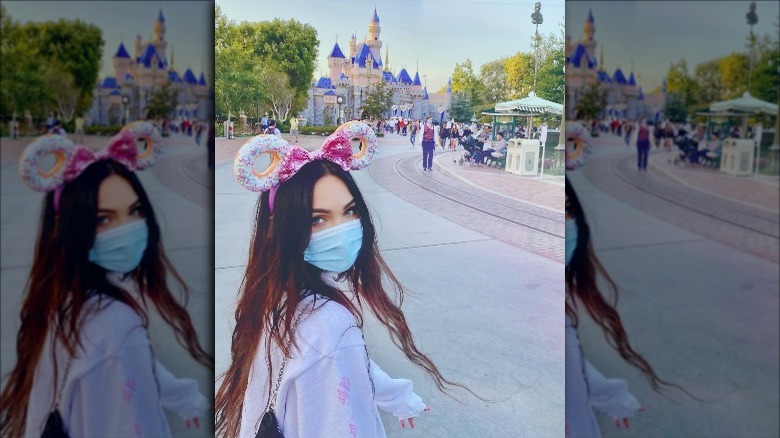 Megan Fox wearing mask at Disneyland