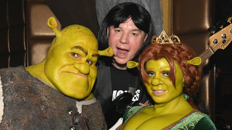 Mike Myers with Shrek characters in 2018