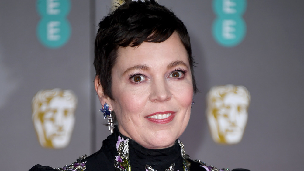 Olivia Colman looking at camera