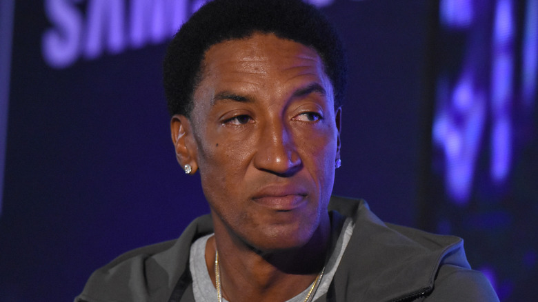 Scottie Pippen looking pensively to the side