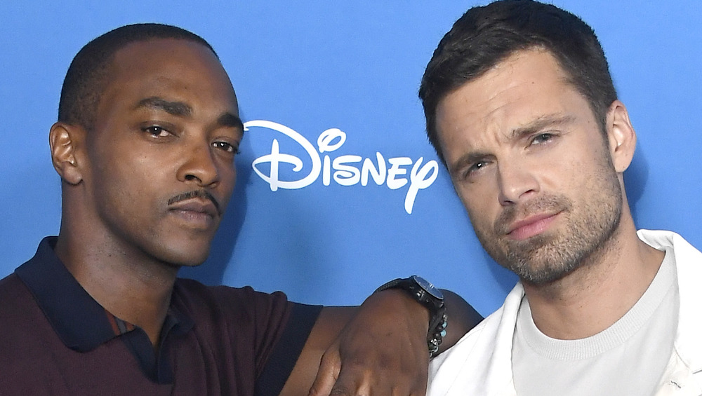 Sebastian Stan and Anthony Mackie posing