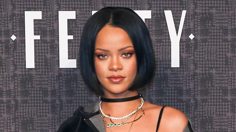 Rihanna with cropped black hair