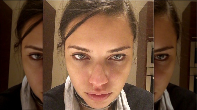 Closeup of Adriana Lima's face