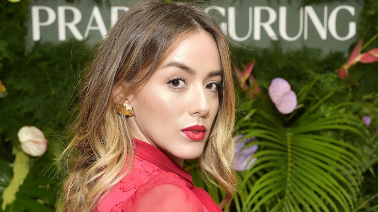 Chloe Bennet, 2019 photo, wearing red