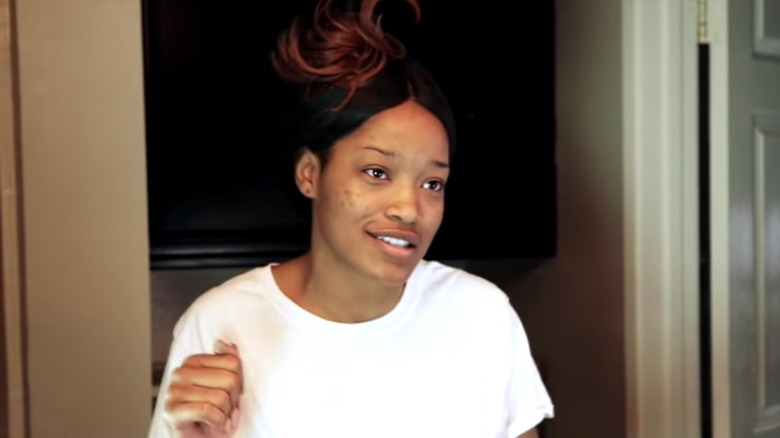 Keke Palmer filming a makeup tutorial