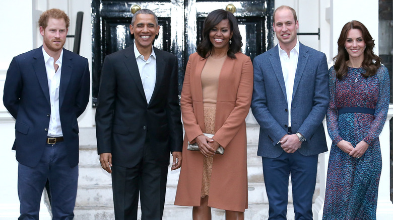 The Obamas with royal family