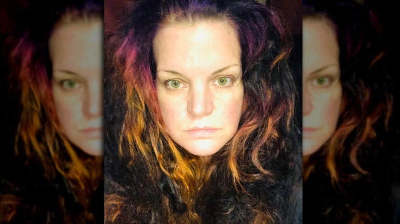 Pauley Perrette with tie-dye hair