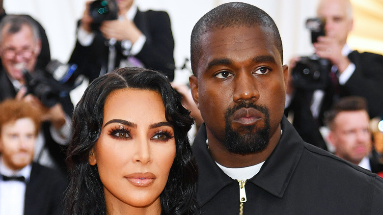 Kim Kardashian and Kanye West on the red carpet