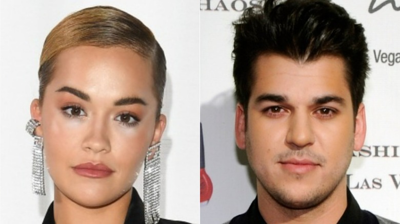 Rita Ora and Rob Kardashian split image