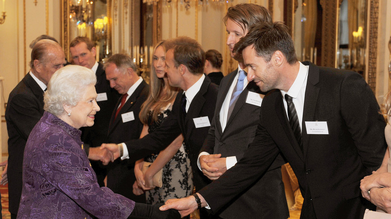 Hugh Jackman meeting Queen Elizabeth II