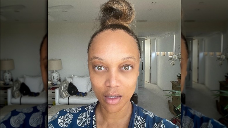 Tyra Banks with topknot