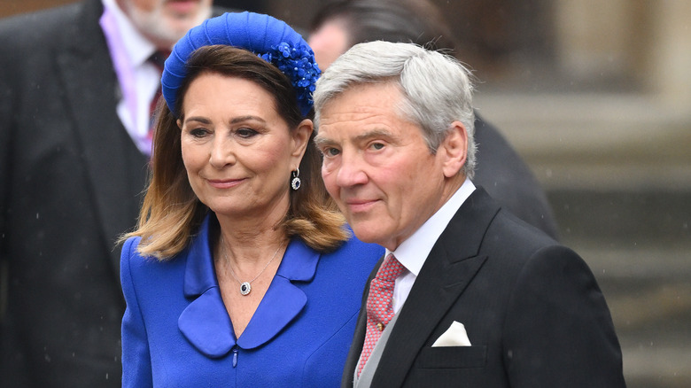 Carole Middleton and Michael Middleton walking together