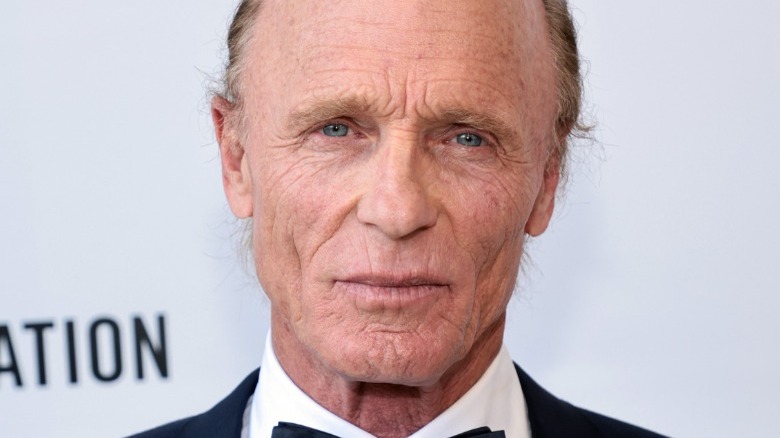 A closeup of Ed Harris, posing