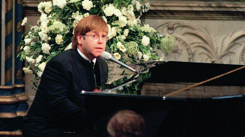 Elton John at Diana's funeral 