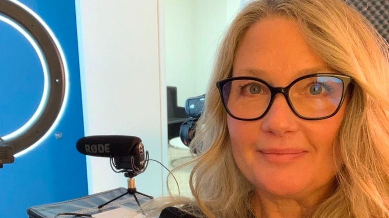 Corinne Clark in podcast studio