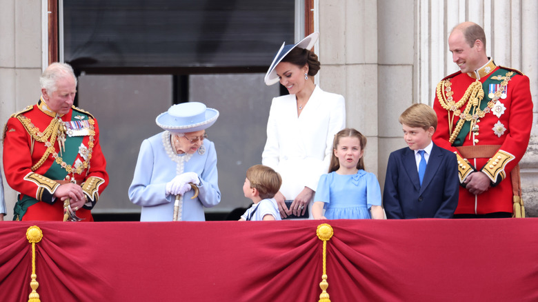 Queen Elizabeth II on balcony with royal family